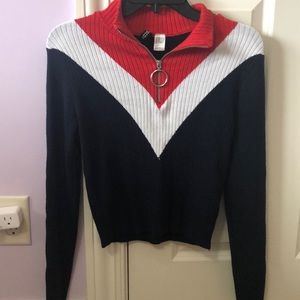 H&M ribbed cropped zip up